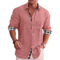 2025 camisa masculina de algodão de linho manga comprida casual negócios moda masculina botão acima camisa estilo europeu americano camisa solta