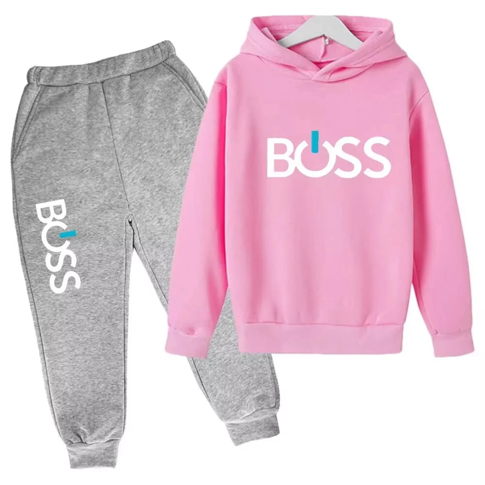 Streetwear nova primavera e outono crianças conjunto com capuz meninos meninas casual manga longa com capuz topos + calças esportivas 2-14 anos de idade