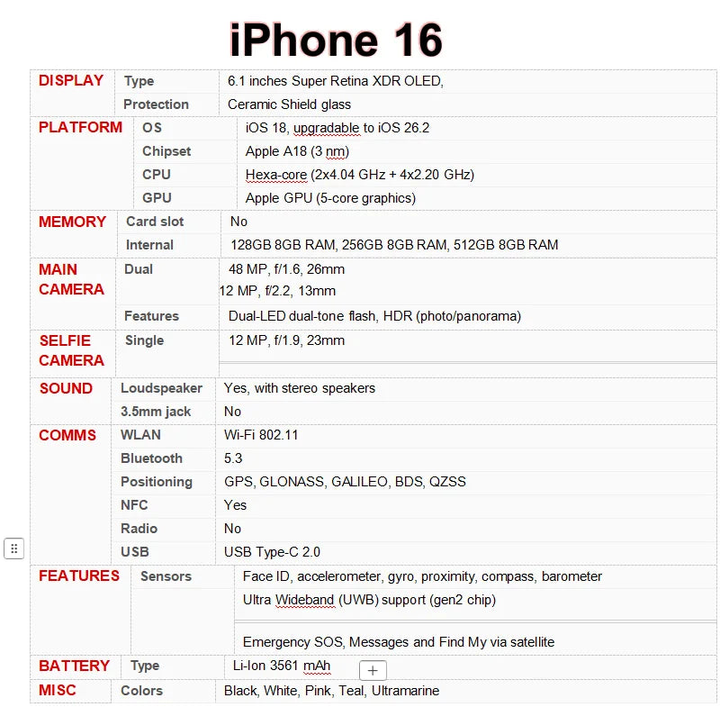 iPhone 16 original 128GB/256GB/512GB ROM 8GB RAM desbloqueado 5G celular iPhone16 pacote oficial parece novo