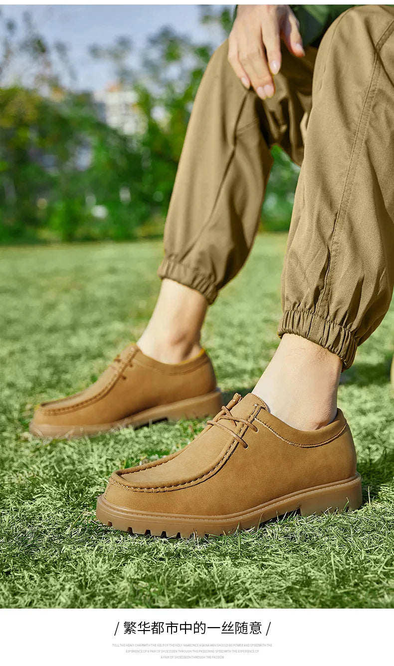 Sapatos casuais de couro mocassins clássicos masculinos rendas até derby sapatos retro workwear sapatos de alta qualidade ao ar livre sapato de caminhada de montanha