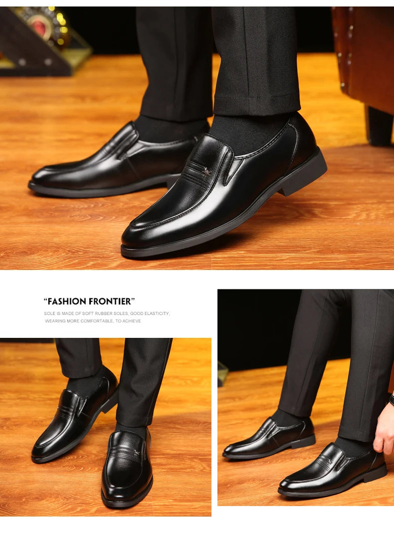 Sapatos casuais masculinos de couro de alta qualidade, confortáveis, leves, mocassins formais, sapatos respiráveis, sem cadarço, para dirigir
