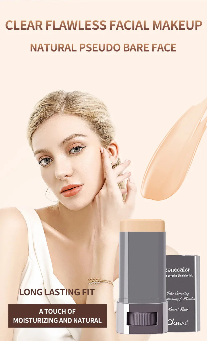Bastão de Corretivo Líquido - Cobre Marcas de Acne, Olheiras, Tatuagens e Sardas, Base Cosmética de Cobertura Total para o Rosto