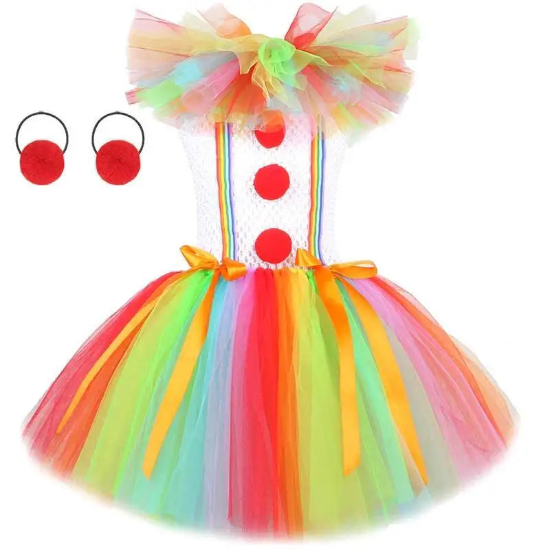 Arco-íris pennywise palhaço trajes para meninas palhaço de circo halloween tutu vestido para crianças coringa roupa crianças roupas de ano novo