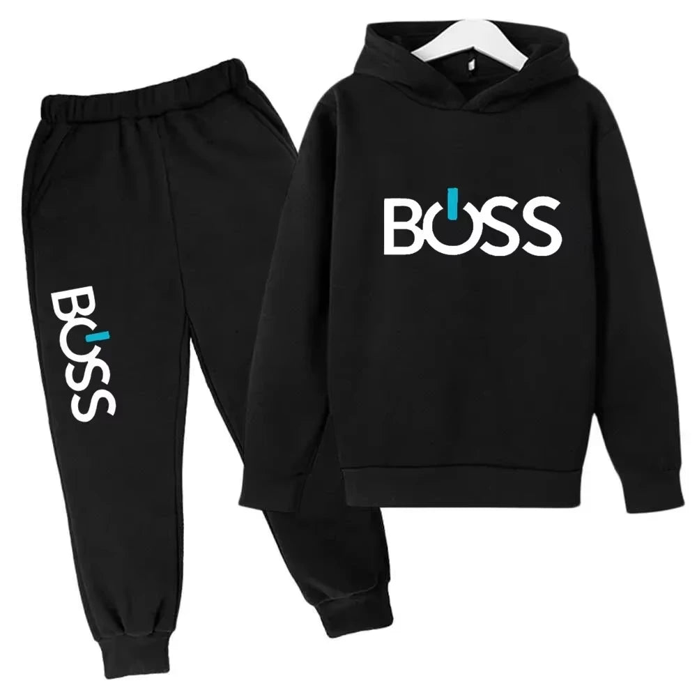 Streetwear nova primavera e outono crianças conjunto com capuz meninos meninas casual manga longa com capuz topos + calças esportivas 2-14 anos de idade