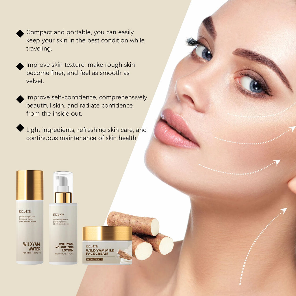 Eelhoe selvagem yam hidratante conjunto de cuidados com a pele 1 conjunto inverno hidratante creme facial loção toner kit barreira protetora não gordurosa