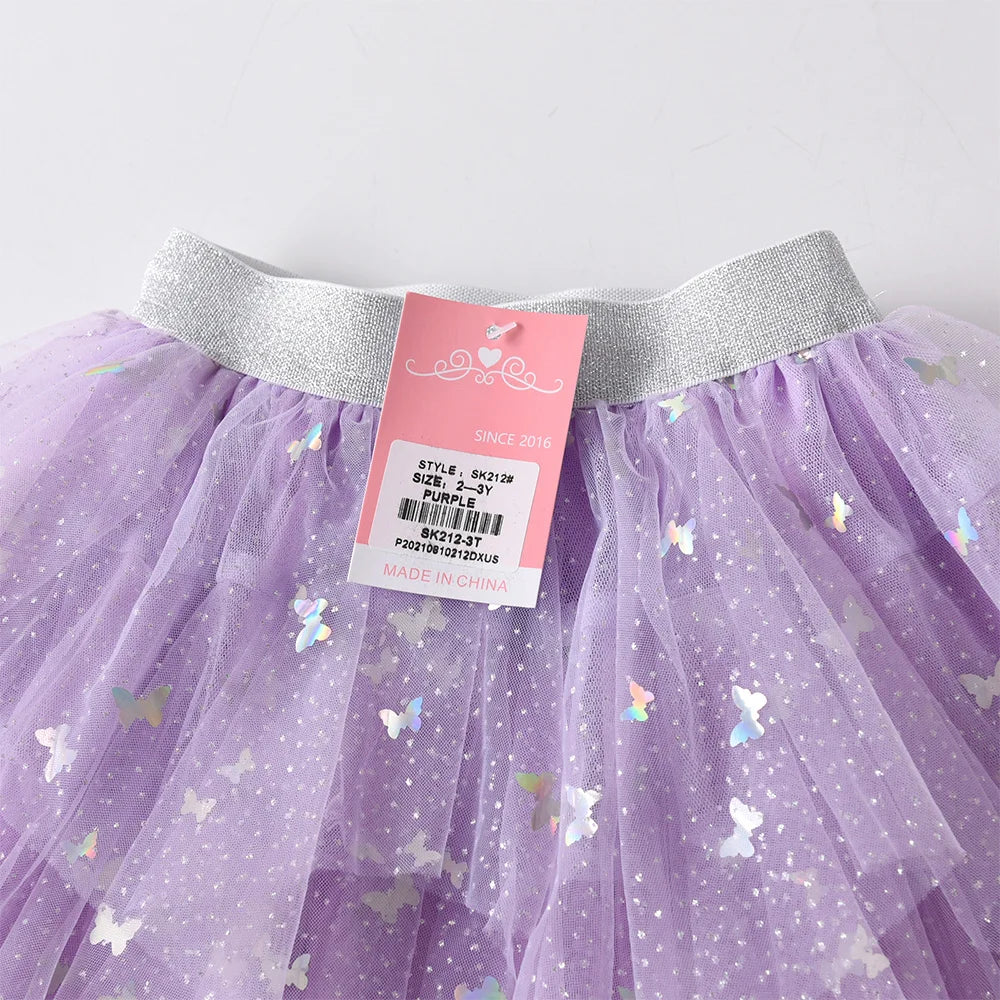 Vikita meninas borboleta lantejoulas tutu vestido crianças malha tule irregular roxo casual princesa festa de formatura vestido crianças roupas
