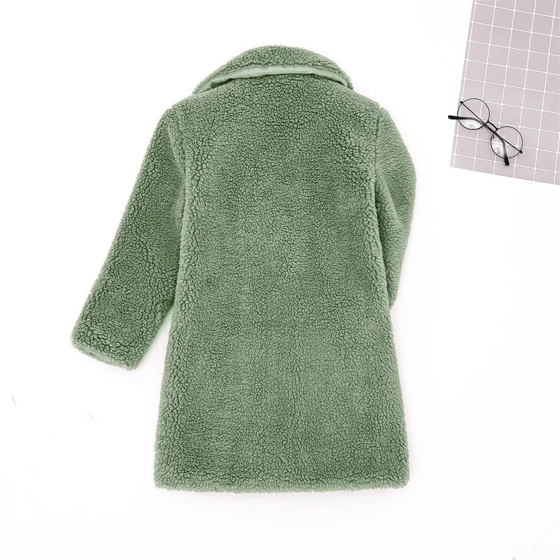 Bebê meninas casacos de pele do falso crianças inverno quente jaquetas de pelúcia crianças turndown colarinho acolchoado outerwear infantil casual roupas exteriores