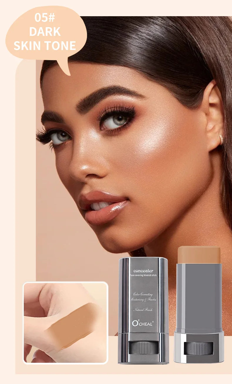 Bastão de Corretivo Líquido - Cobre Marcas de Acne, Olheiras, Tatuagens e Sardas, Base Cosmética de Cobertura Total para o Rosto