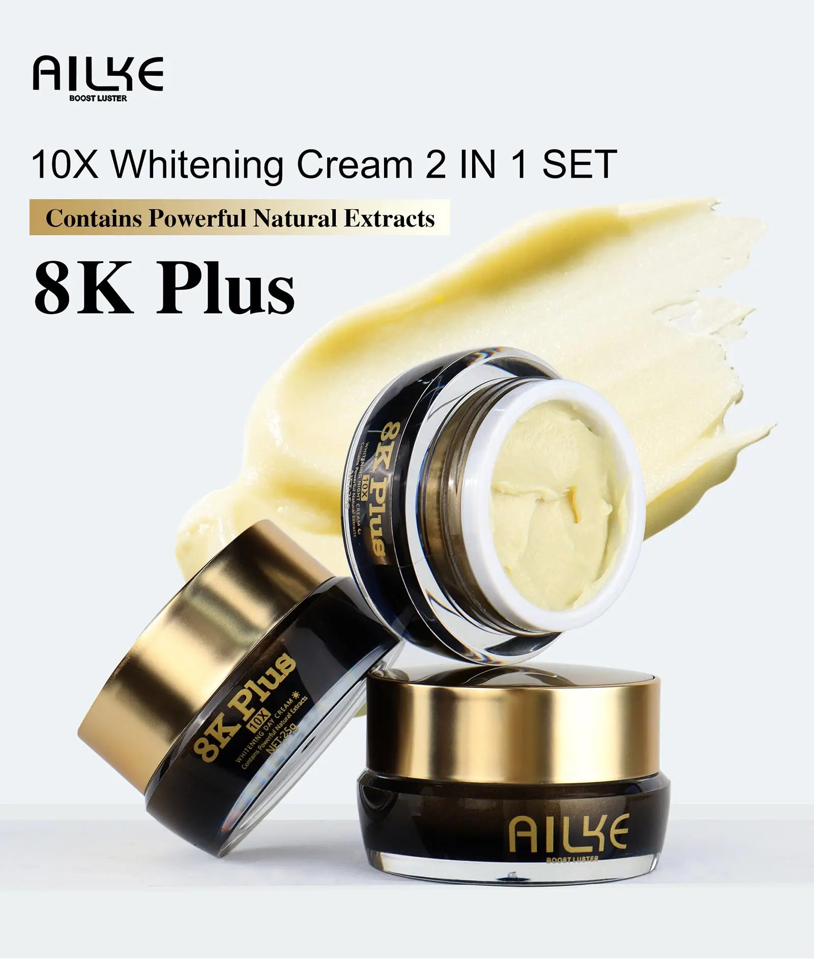 Creme facial clareador AILKE, reduz manchas escuras, rugas, melanina, mesmo tom de pele, com colágeno, glutationa, para todos os tipos de pele