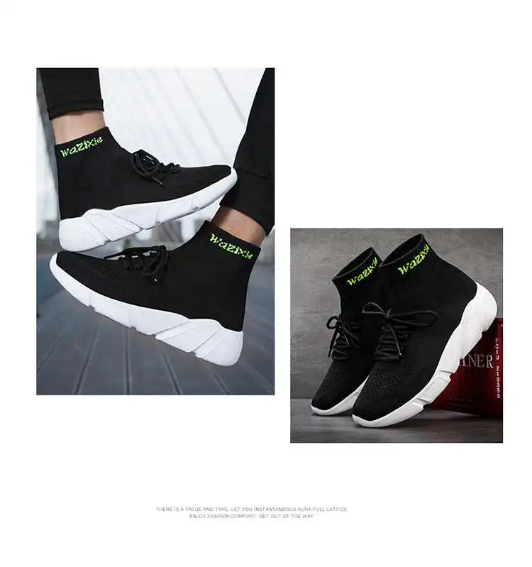 Mwy sapatos casuais masculinos tênis respirável rendas até meias de malha sapatos zapatillas hombre feminino esportes joggingshoes plus size 35-47