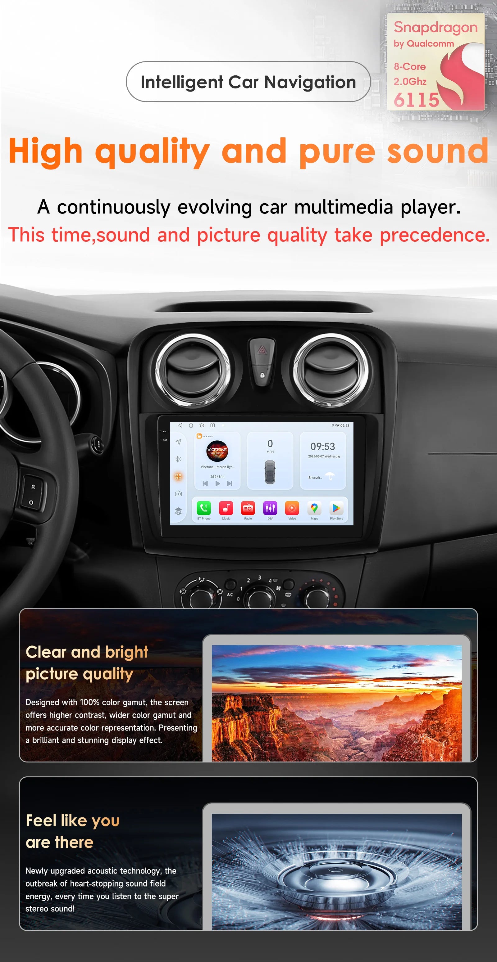 Rádio Android Auto Hizpo para Renault Logan 2 2012-2019 Sandero 2 2014-2019 4G Multimídia Automotiva GPS 2 din Estéreo CarPlay WIFI DSP