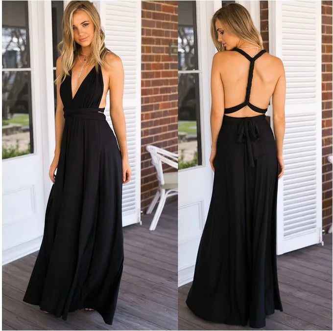 Vestido Maxi Club Boho para mulheres, bandagem vermelha, vestido de festa longo, madrinhas multiway, robe infinito conversível, sexy