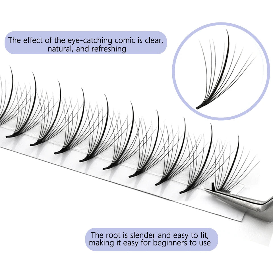 Aguud 3d/5d/7d/9d fino pré-fabricado fãs lash extensão pontiaguda base promade pico fãs cluster cílios volume russo lash extensão