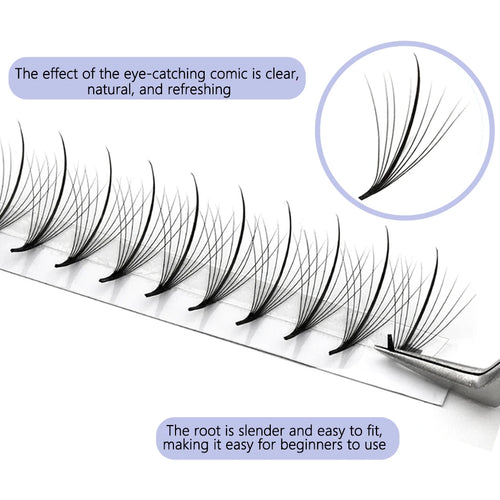 Aguud 3d/5d/7d/9d fino pré-fabricado fãs lash extensão pontiaguda base promade pico fãs cluster cílios volume russo lash extensão