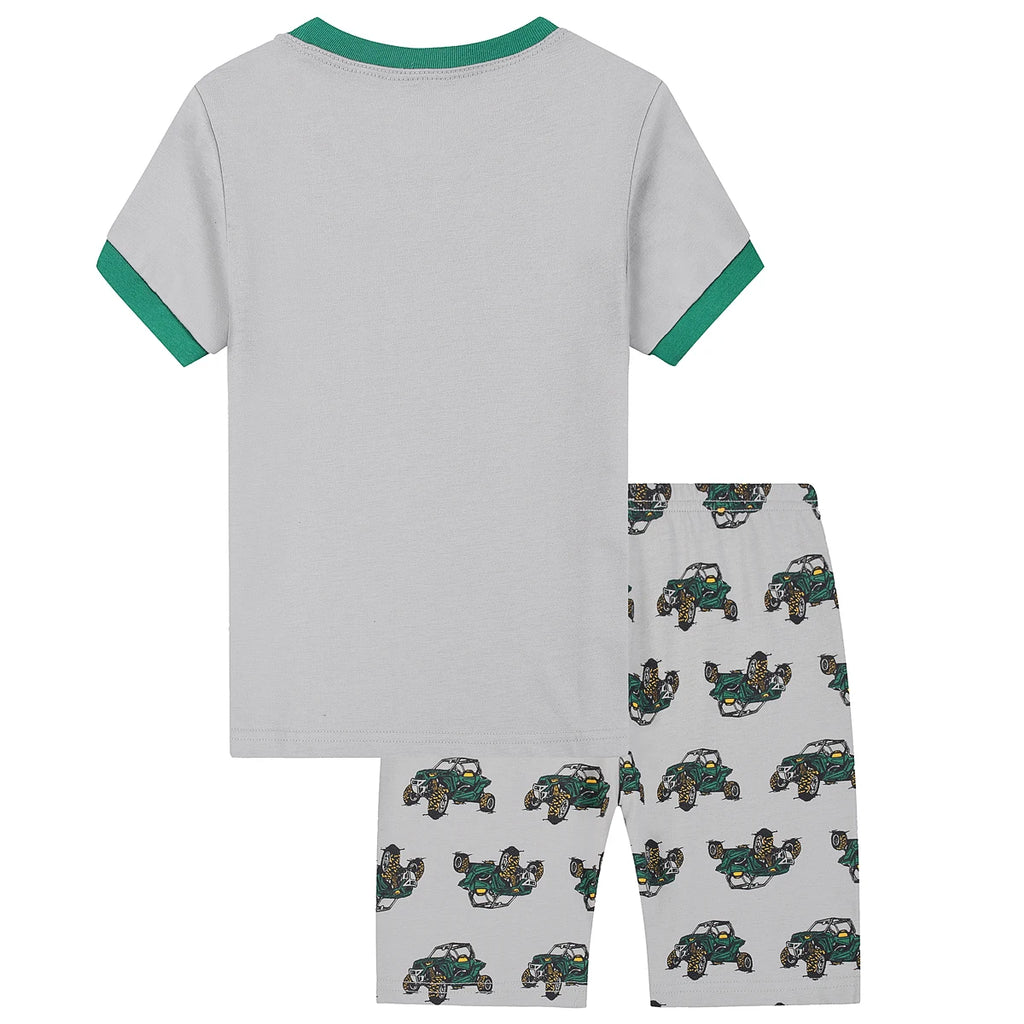 Conjuntos de pijamas para crianças, pijamas de algodão para meninos, pijamas de carro, 2 peças, 2 peças