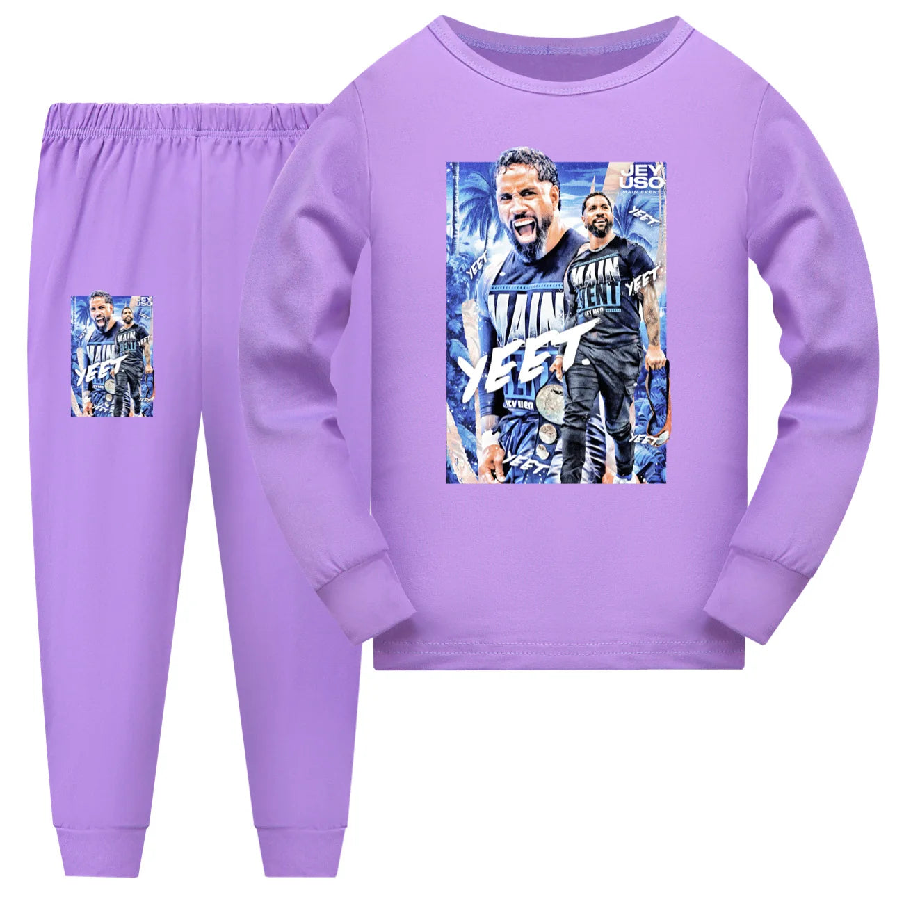 Crianças dos desenhos animados lutador jey uso conjuntos de pijama da criança meninos pijamas diários do bebê meninas manga longa t camisa + shorts 2 pçs set3952