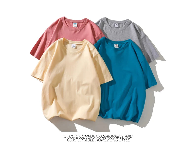 Novo verão masculino t camisa moda sólida básico solto hip hop manga curta camisetas para homens feminino casual algodão streetwear topo t