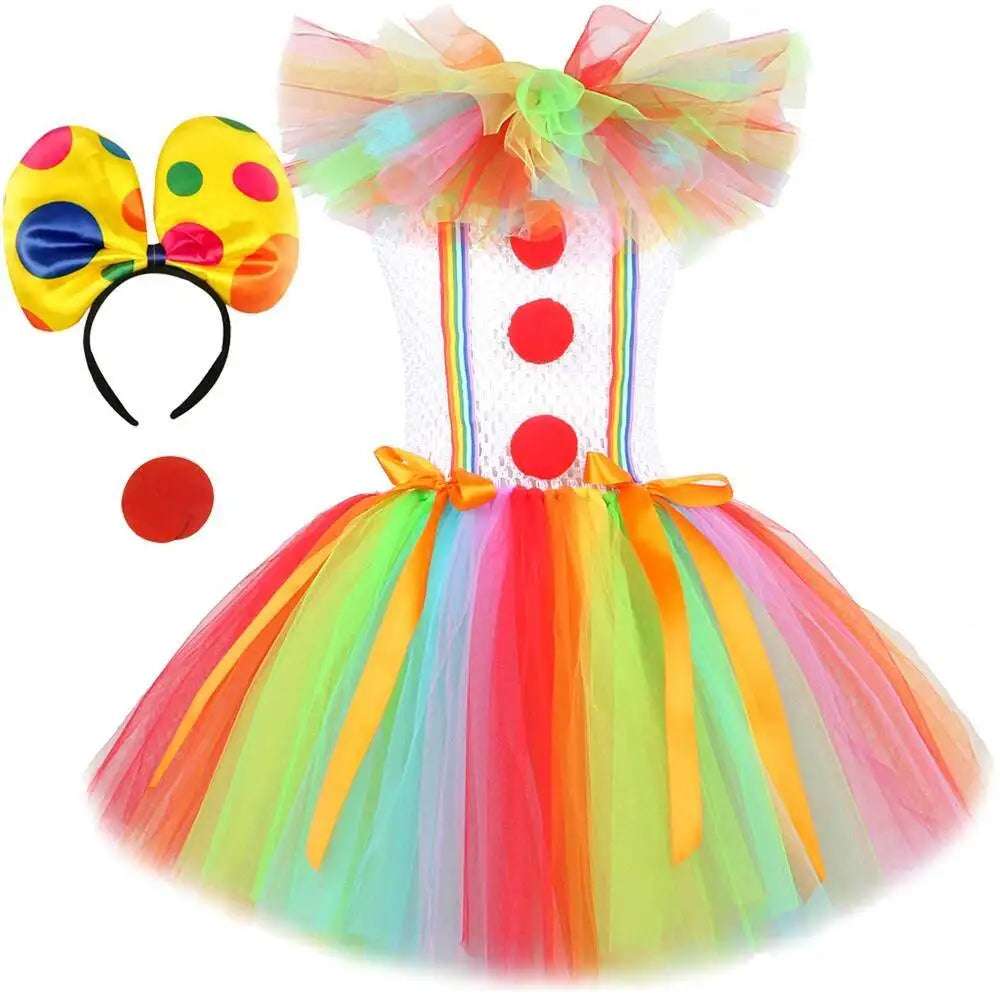 Arco-íris pennywise palhaço trajes para meninas palhaço de circo halloween tutu vestido para crianças coringa roupa crianças roupas de ano novo