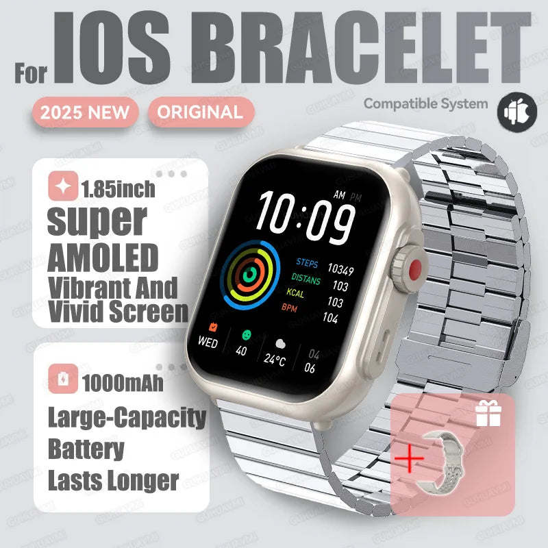 2025new para xiaomi ios relógio ultra2 relógios inteligentes feminino 1000mah 1.85 "amoled tela de toque completa bt chamada senhoras moda smartwatch