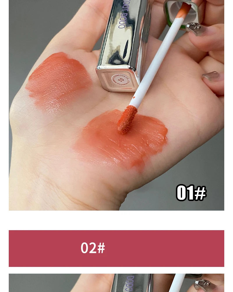 Punk roxo espelho água brilho labial tubo de prata vermelho lábio esmalte vidro óleo labial à prova dwaterproof água batom líquido nude claro matiz maquiagem 1pc