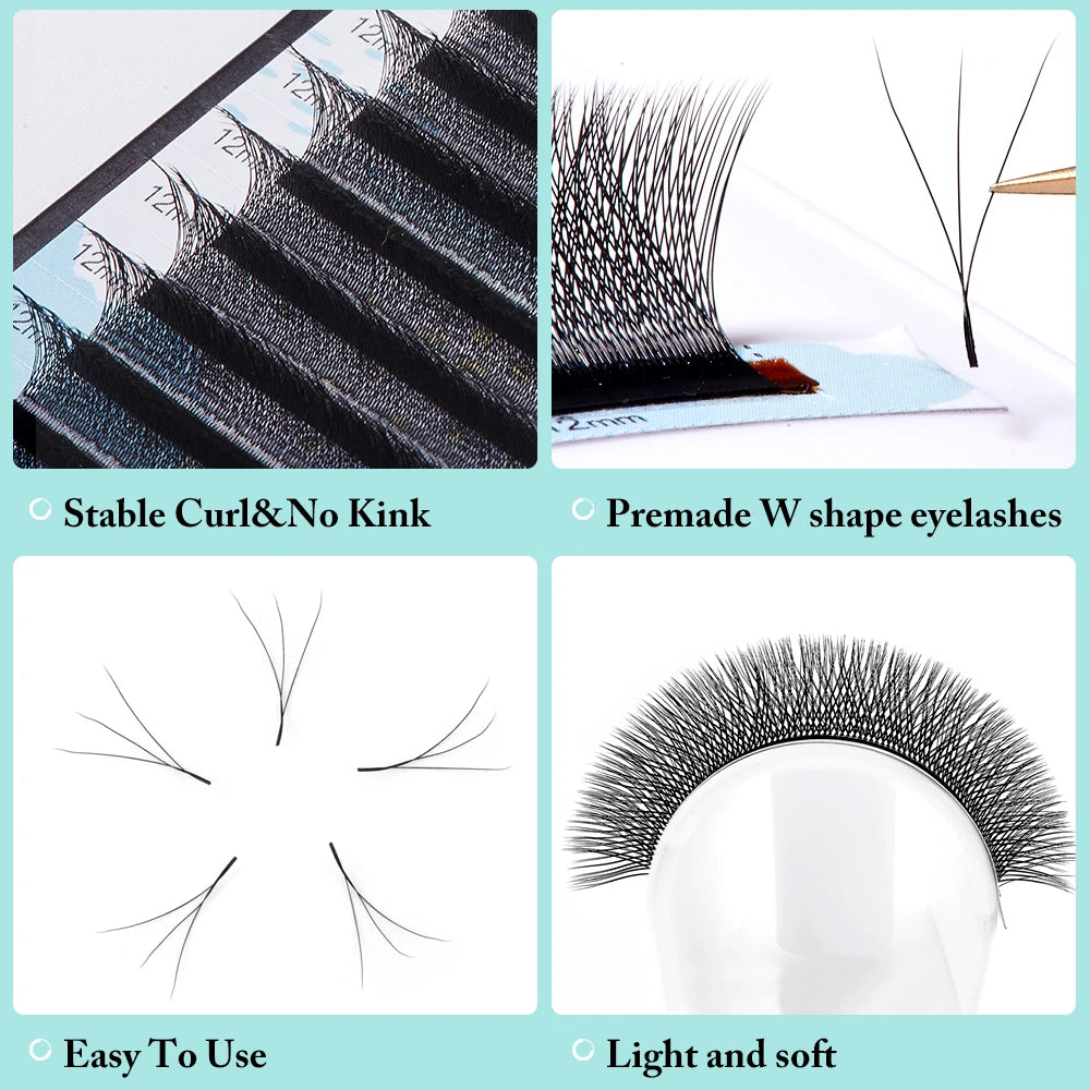 Yelix-W-Shaped Cílios Extensões, 3D, 3 Dicas e 6 Dicas, C Curl, D Curl, Individual Lash, Volume egípcio brasileiro, Mage Cílios, Alta Qualidade