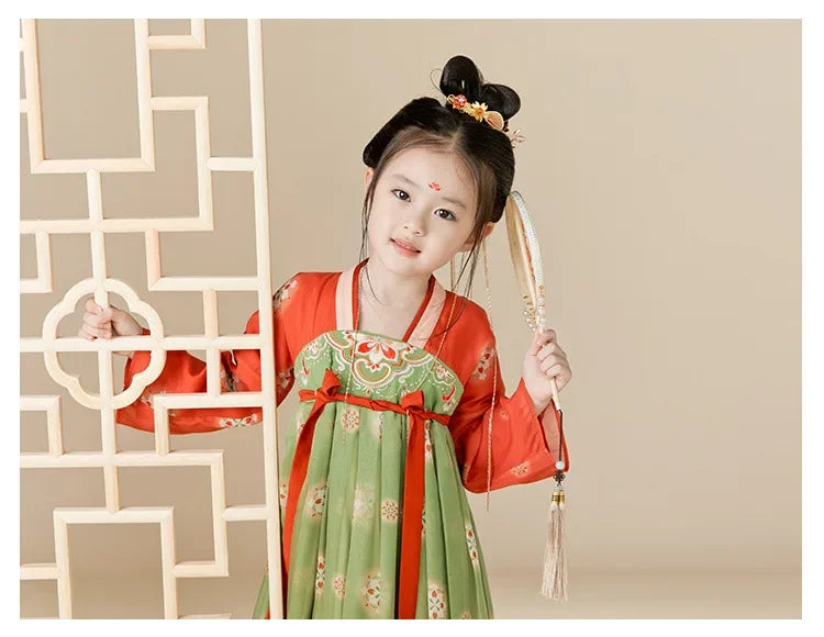 Traje de festa de verão vestidos da menina do vintage crianças roupas vestido casual bebê chinês hanfu cosplay crianças princesa meninas vestido