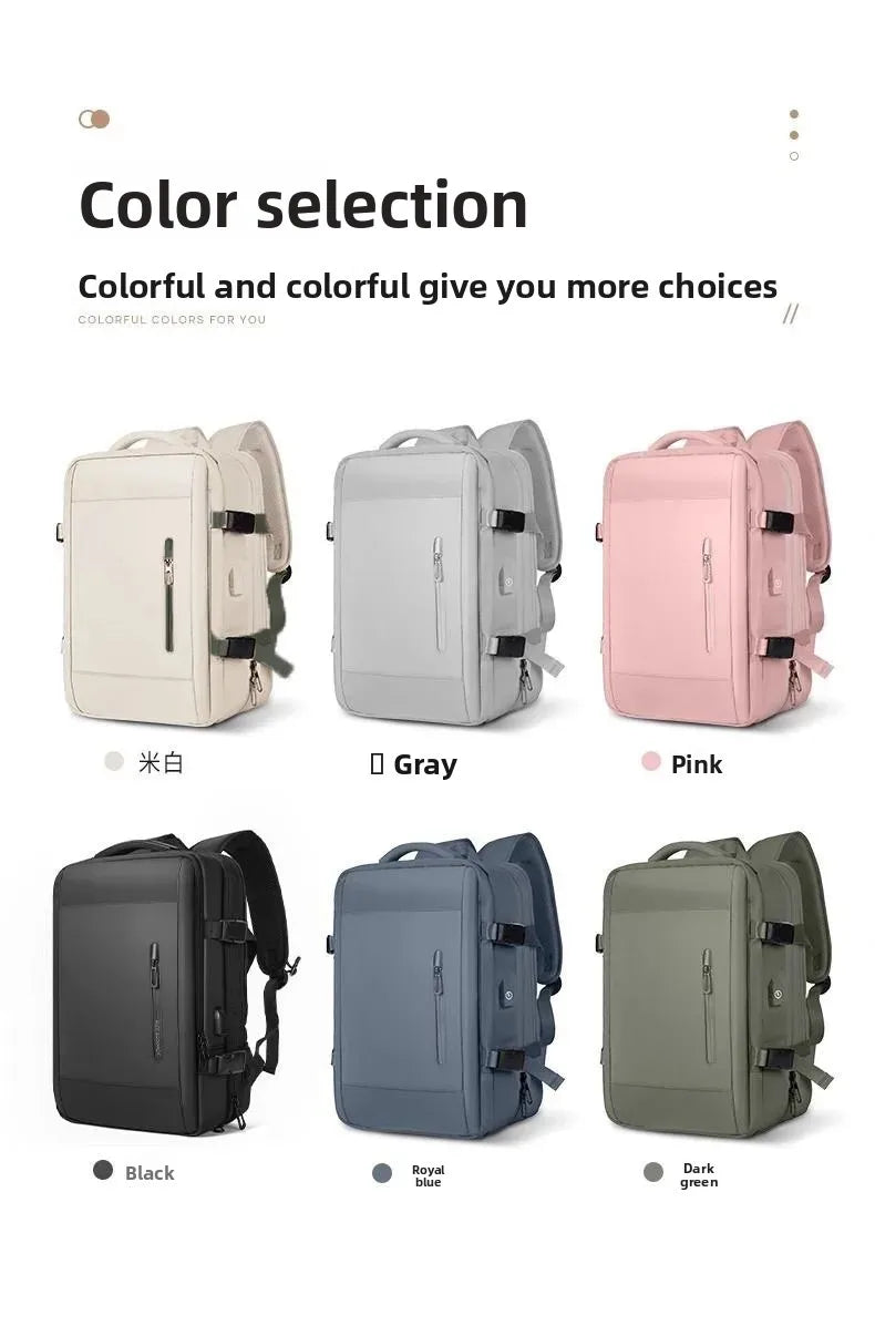 Mochila de viagem expansível de grande capacidade, bolsa de ombro dupla para viagens de negócios, montanhismo e transporte de computador