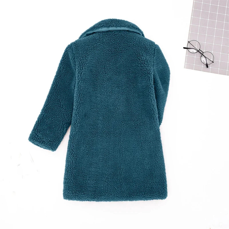 Bebê meninas casacos de pele do falso crianças inverno quente jaquetas de pelúcia crianças turndown colarinho acolchoado outerwear infantil casual roupas exteriores