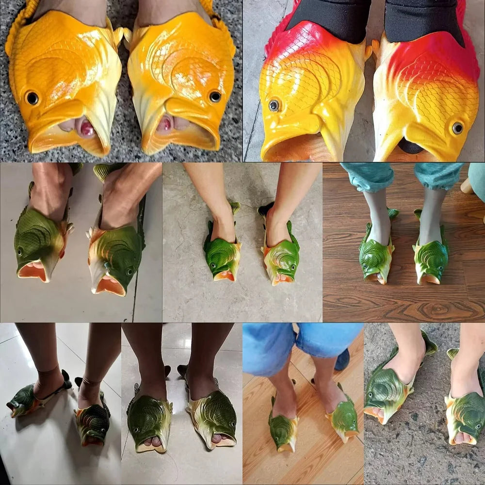 Chinelos de peixe elegantes para mulheres 2024 novo design exclusivo família sapatos de praia senhoras confortáveis e legais flip flips