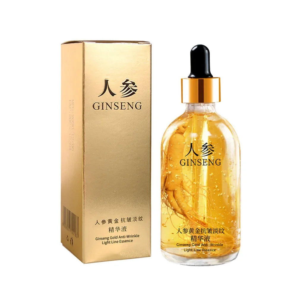 Essência de ginseng polipeptídeo óleo essencial ouro polipeptídeo suaviza rugas essência apertar a pele solta reduzir linhas finas