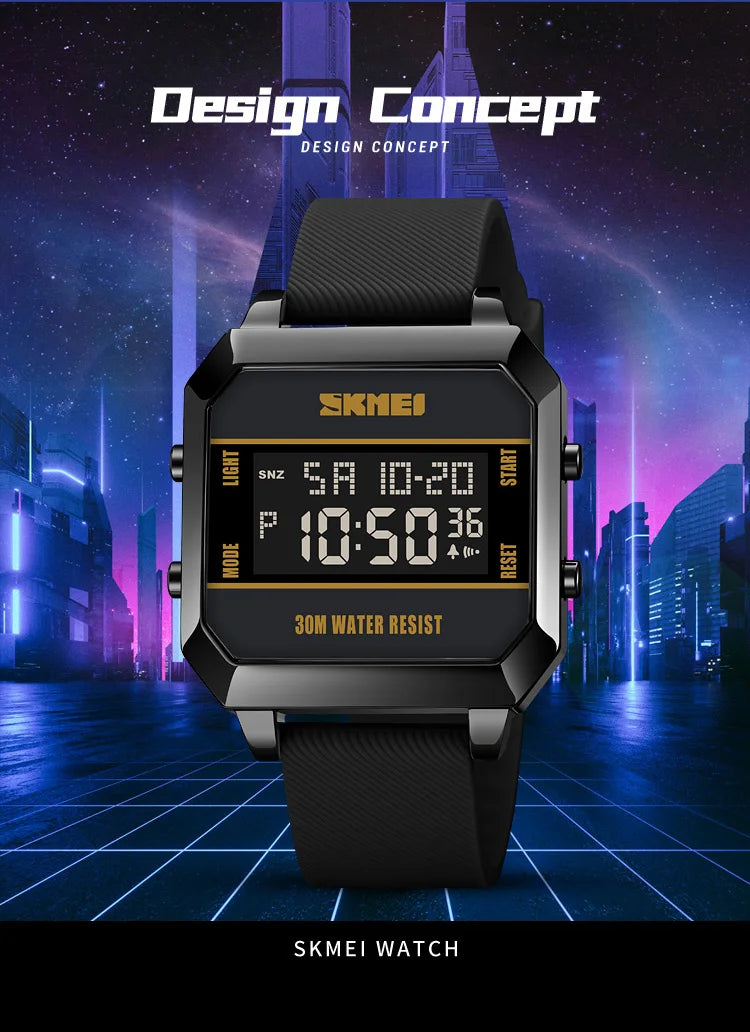 Skmei 2time led luz entusiasta jovem à prova dwaterproof água digital esporte relógios masculino data alarme nova moda relógio de pulso reloj hombre