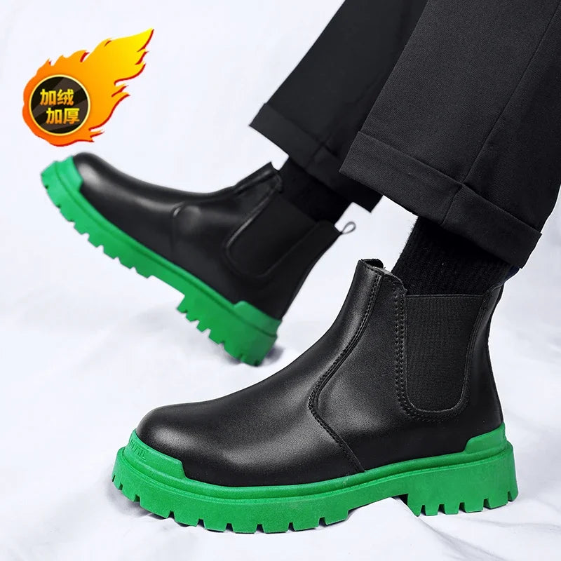 Botas de tornozelo tênis casuais sapatos casuais sapatos de couro masculino tênis mocassins esportes e lazer trabalho wear tênis de outono masculino