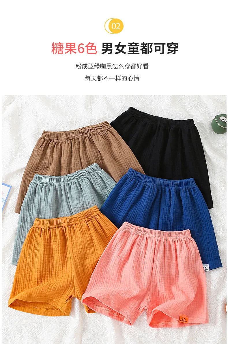Moda algodão cor sólida crianças shorts infantil estilo coreano verão praia calças curtas inferior para crianças roupas meninas meninos 4-12y