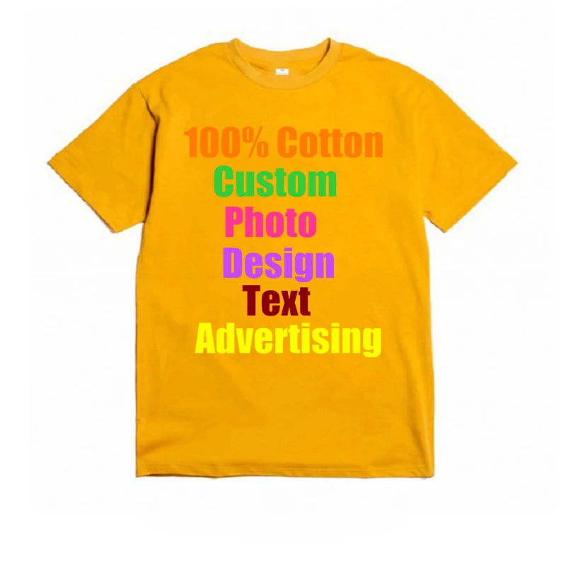 2025 unissex design personalizado impressão do logotipo personalizado harajuku cor sólida texto fotos roupas anúncios camiseta de algodão puro