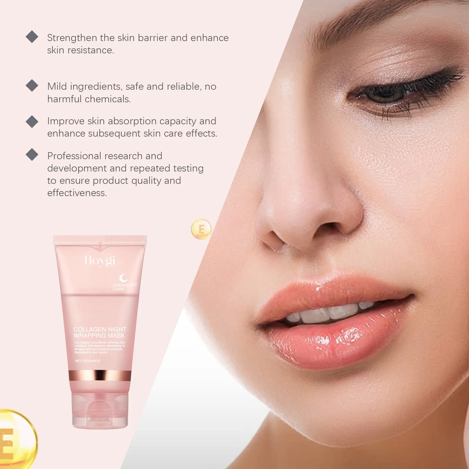 Ouhoe Máscara Peel Off de Colágeno com Pincel de Aplicação Anti Rugas Firmador Hidratante Fácil Descasque Todos os Tipos de Pele Não Irritante Limpo