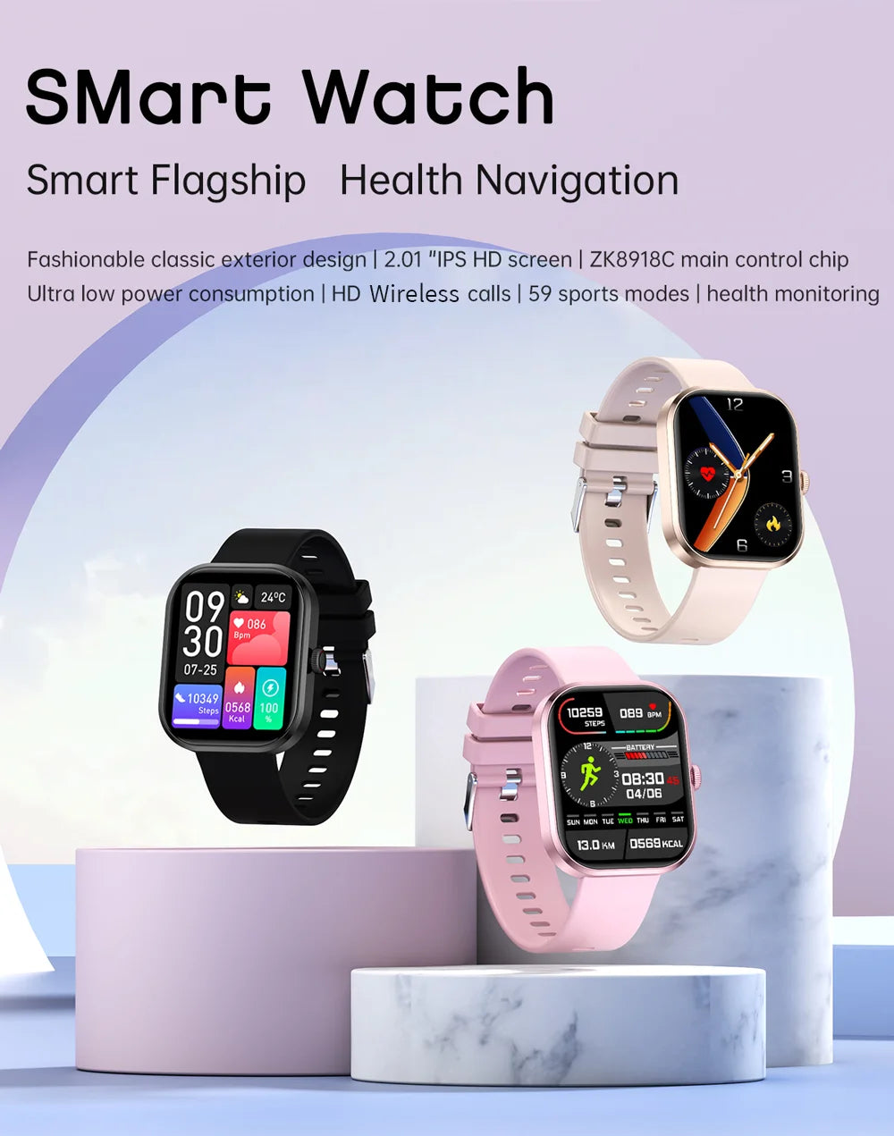 Lige 2.01 "tela hd relógio personalizado rosto relógio inteligente feminino à prova dwaterproof água esporte senhoras relógios bt chamada monitor de saúde feminino smartwatch