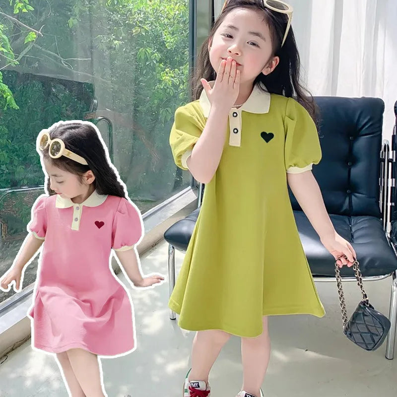 Novo Vestido Estilo Coreano 2026 para Crianças, Vestido de Verão Doce com Alças e Tule para Meninas