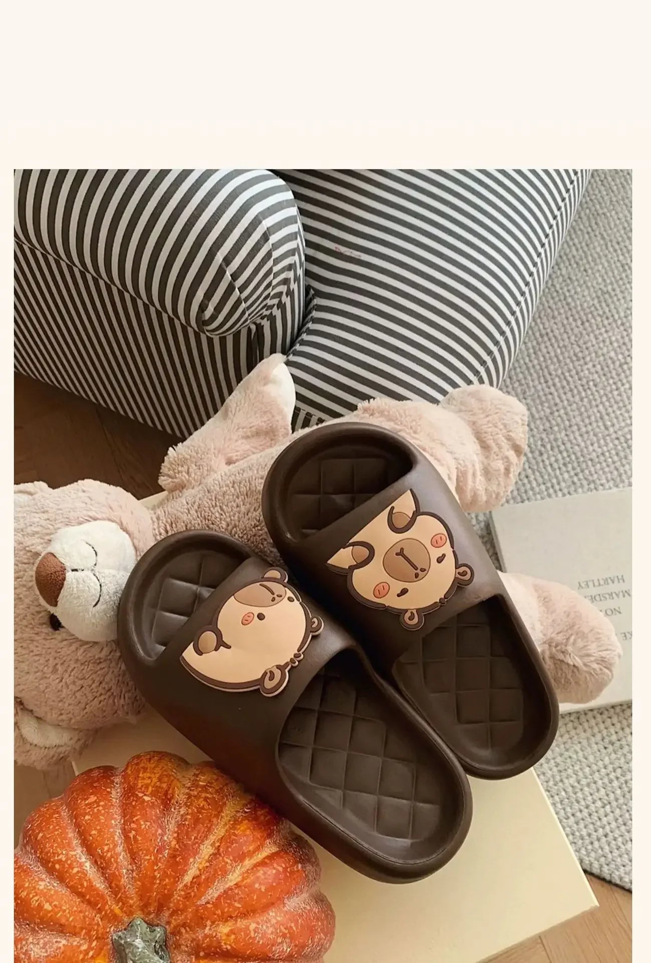 Capivara flip flops feminino chinelo kapibara bonito nuvem sandálias verão praia slides casa quarto sapatos kawai plana feminino eva