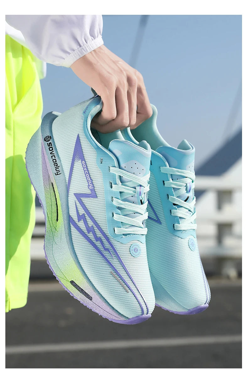 Tênis de Corrida com Placa de Carbono Especial para Maratona, Respirável e Leve, Confortável para Mulheres, Sneakers Antiderrapantes