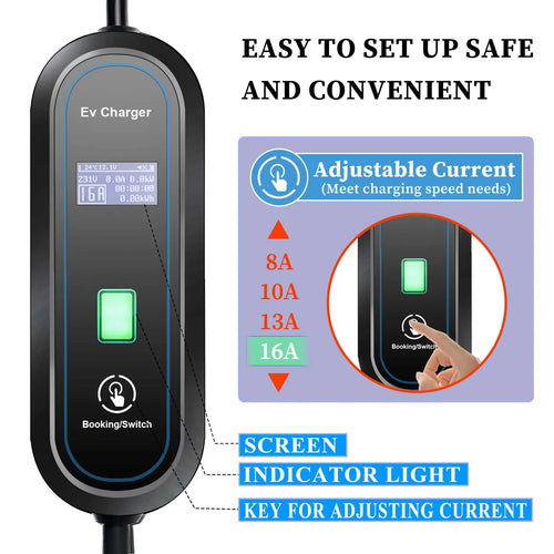 220v portátil ev carregador type2 iec 62196 carregador de carro elétrico 3.5kw 16a 1 fase evse carregamento rápido wallbox ev estação de carregamento
