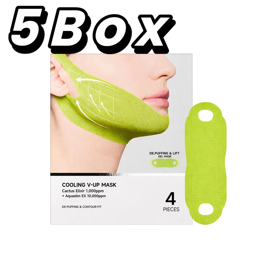 Máscara em Gel Refrescante V Line para Contorno e Firmeza da Mandíbula, com Cafeína para Redução de Inchaço, Envolvimento Facial para Lifting do Queixo, Essência Coreana para Cuidados Diários com a Pele
