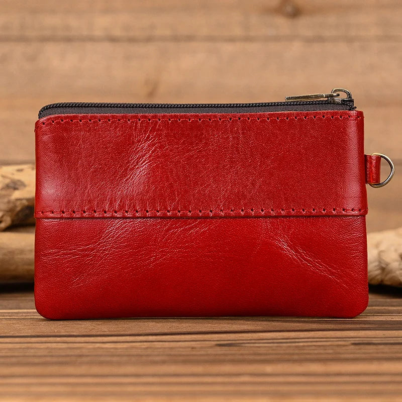 Luufan couro genuíno zíper moeda cartão bolsa de couro real rfid titular do cartão embreagem carteiras slots para homens mulheres mini bolsa fina