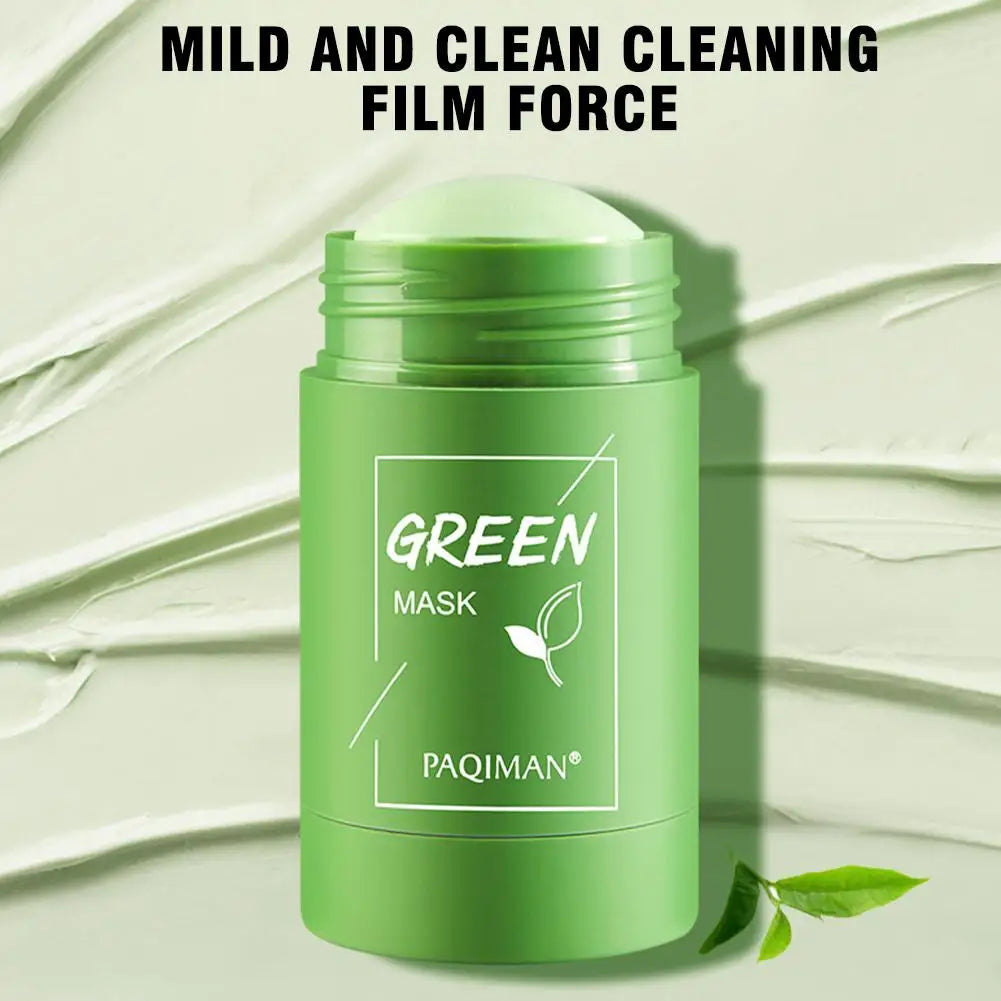 Máscara verde portátil em bastão para limpeza profunda do rosto, máscara hidratante para cuidados com a pele para todos os tipos de pele