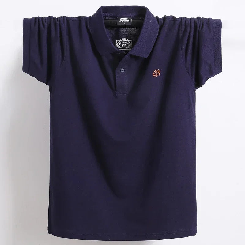 Camisa polo masculina de verão, roupas de marca de algodão puro, camisa polo masculina casual de negócios, manga curta, respirável, camisa polo macia 5xl