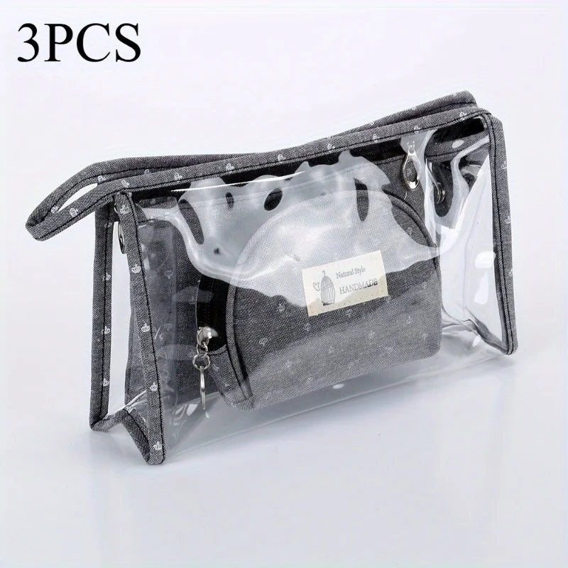 Conjunto de bolsa de maquiagem transparente, simples e conveniente para viagem