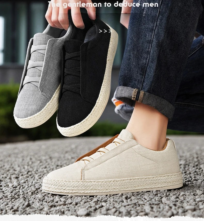 Sapatos de Pescador em Linho, Sapatos de Tecido Masculinos Modernos 2025, Sapatos Casuais Masculinos Respiráveis de Verão
