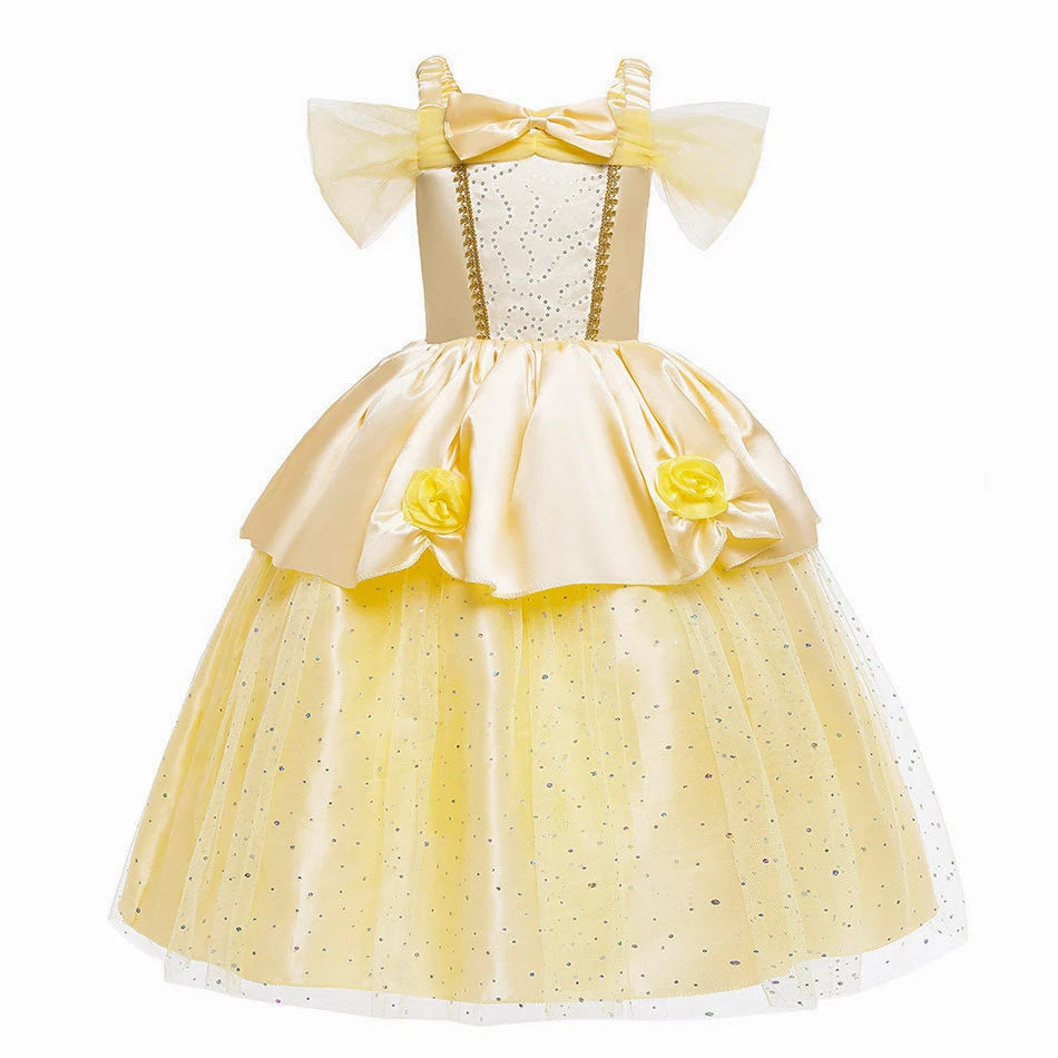 Meninas halloween belle vestidos menina neve branca vestido crianças natal carnaval cosplay roupas crianças trajes de princesa