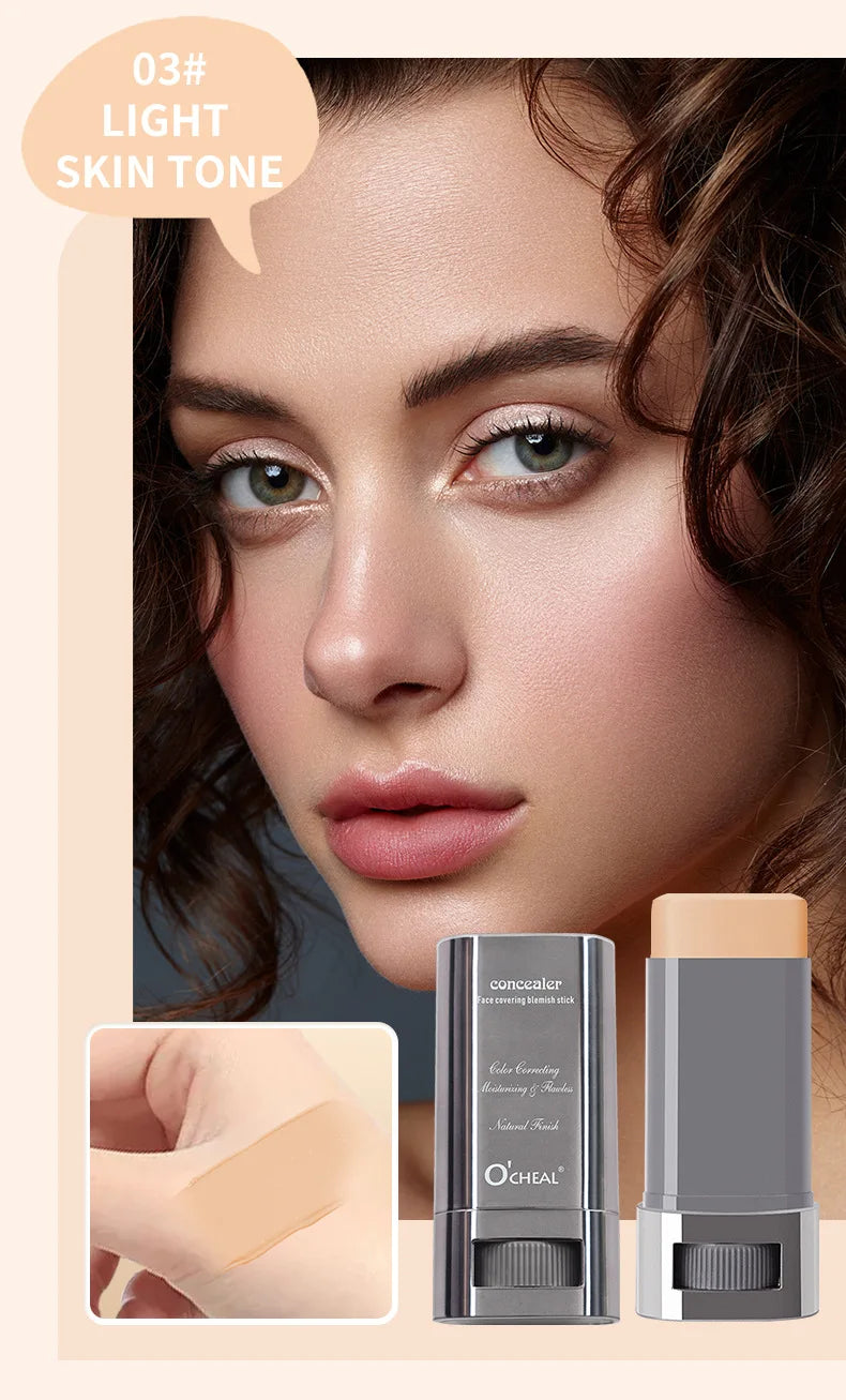 Bastão de Corretivo Líquido - Cobre Marcas de Acne, Olheiras, Tatuagens e Sardas, Base Cosmética de Cobertura Total para o Rosto