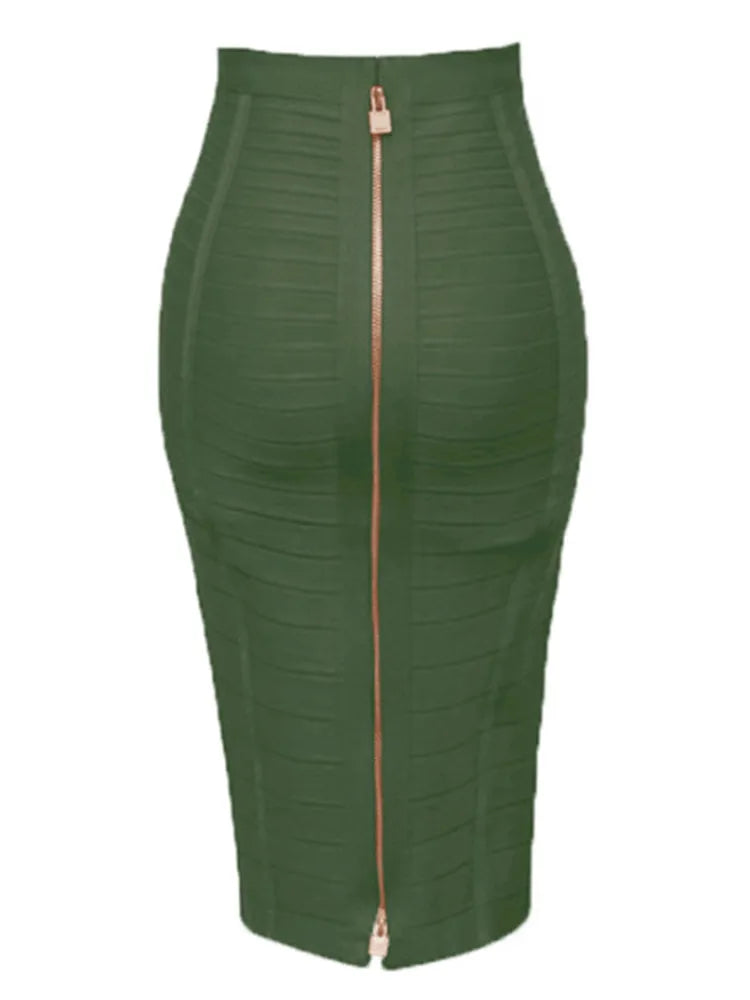 16 cores sexy sólido zíper laranja azul preto vermelho bandagem saia feminina elástica bodycon verão xl xxl lápis saias 58cm