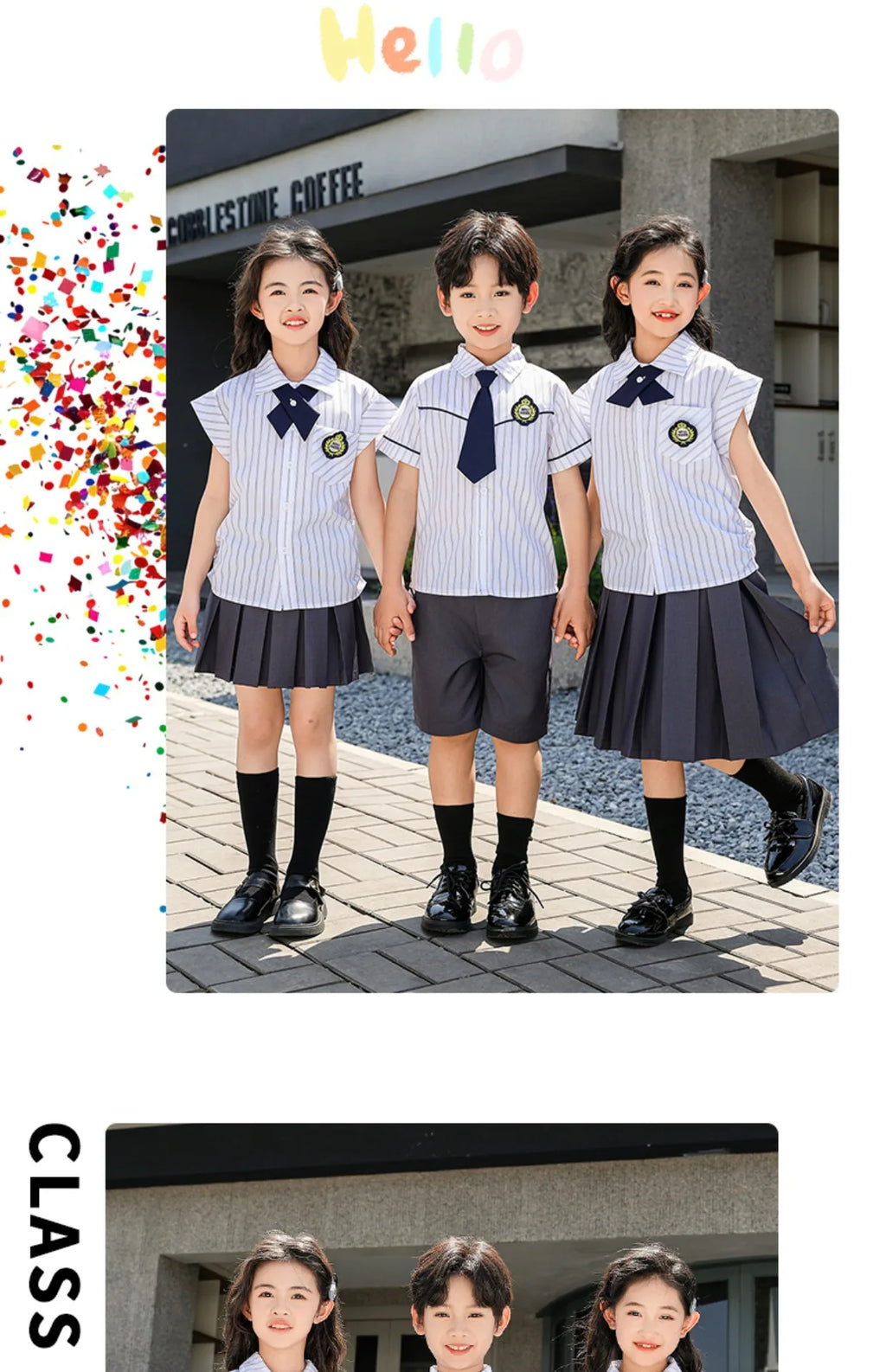 Meninas coreano japonês preppy listrado blusa saias meninos camisas shorts crianças conjuntos de roupas verão estudantes uniformes escolares
